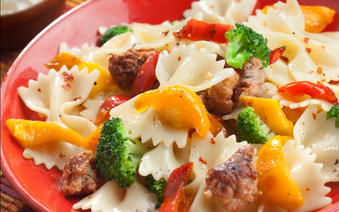 Bowtie Pasta with Sweet Mini Peppers, Broccoli & Sausage